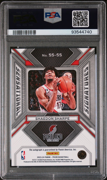 Shaedon Sharpe - 2023 Panini Prizm Sensational Signatures PSA 10