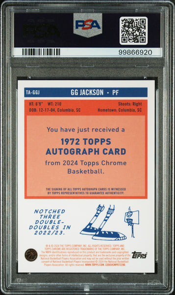 GG Jackson - 2023 Topps Chrome 1972 Topps Autographs Orange Geo PSA 9