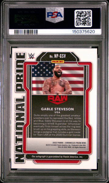 Gable Steveson - 2022 Panini Chronicles WWE National Pride Signatures PSA 9