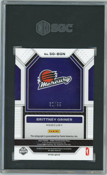 BRITTNEY GRINER - 2023 Basketball WNBA Prizm Red Signatures Auto 91/99 SGC 9.5/10
