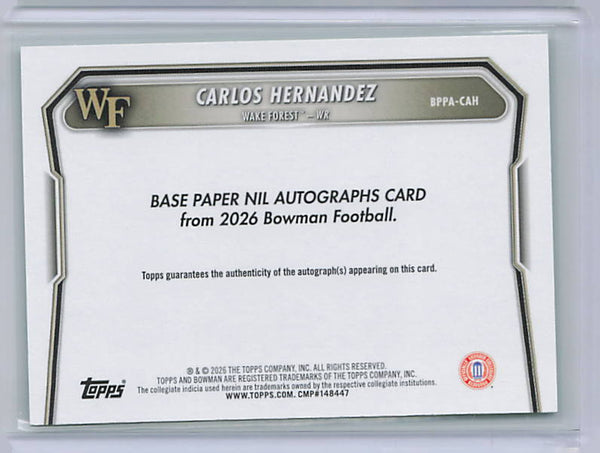 Carlos Hernandez - 2026 Bowman Green Paper Prospect Auto /99
