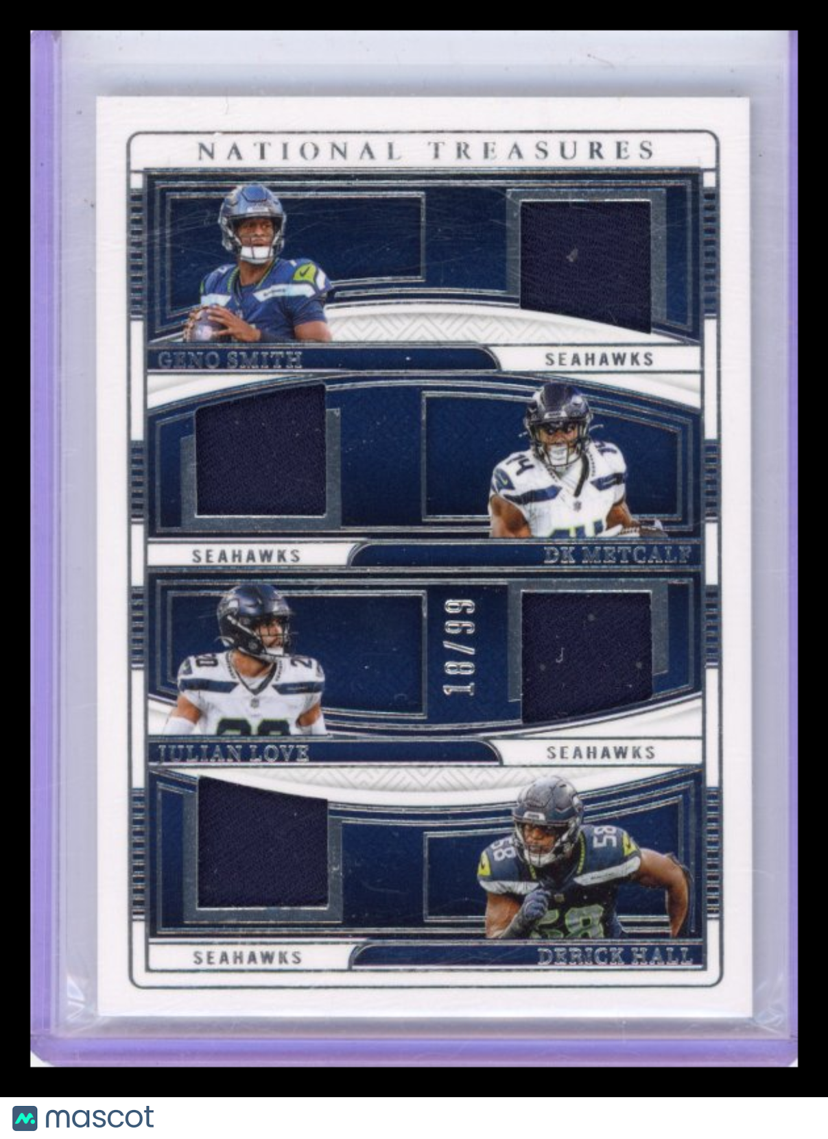 Geno Smith DK Metcalf Hall  Love - 2024 National Treasures Football Jersey /99