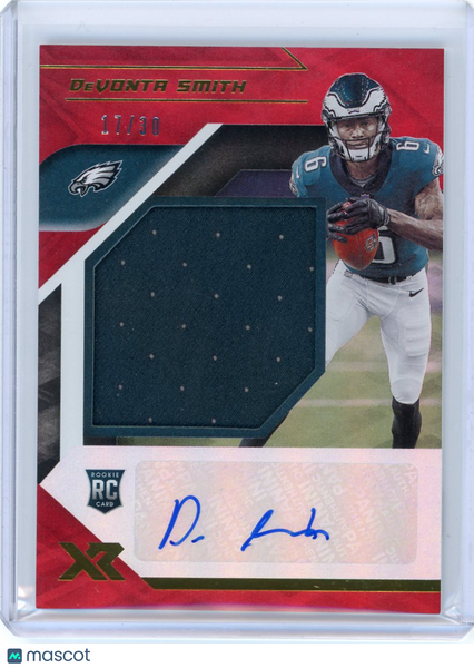 DeVonta Smith - 2021 Panini XR Red Patch Auto RPA 17/30 Rookie RXA-DVS Eagles