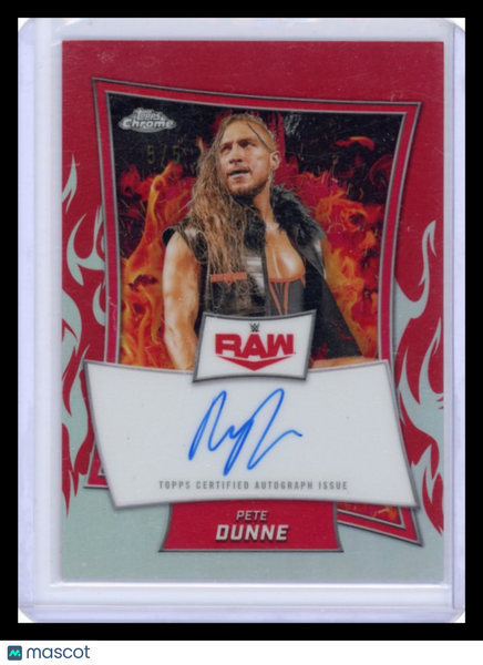 Pete Dunne - 2025 Topps WWE Chrome Red Auto 5/5