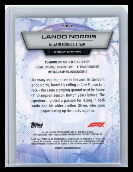 Lando Norris - 2024 Topps Finest World's Finest Gold 07/50