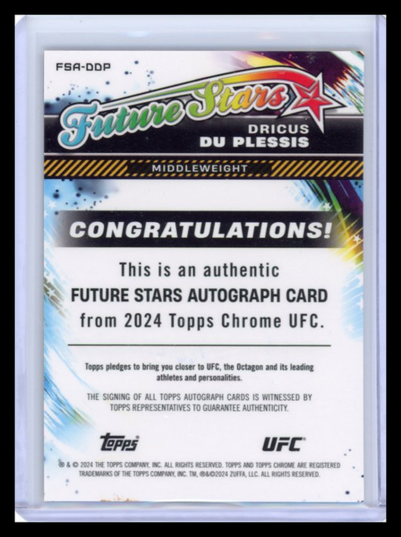 Dricus Du Plessis - 2024 Topps Chrome Future Stars Gold Autograph /50
