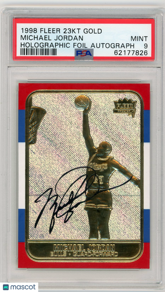 Michael Jordan - 1998 Fleer 23kt Gold Holographic Foil Autograph PSA 9