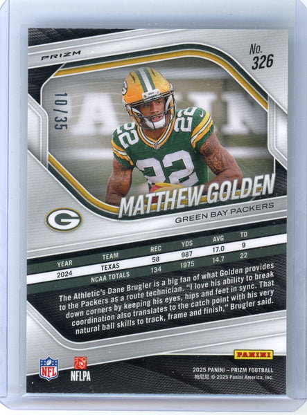 Matthew Golden - 2025 Panini Prizm Blue Shimmer Rookie /35