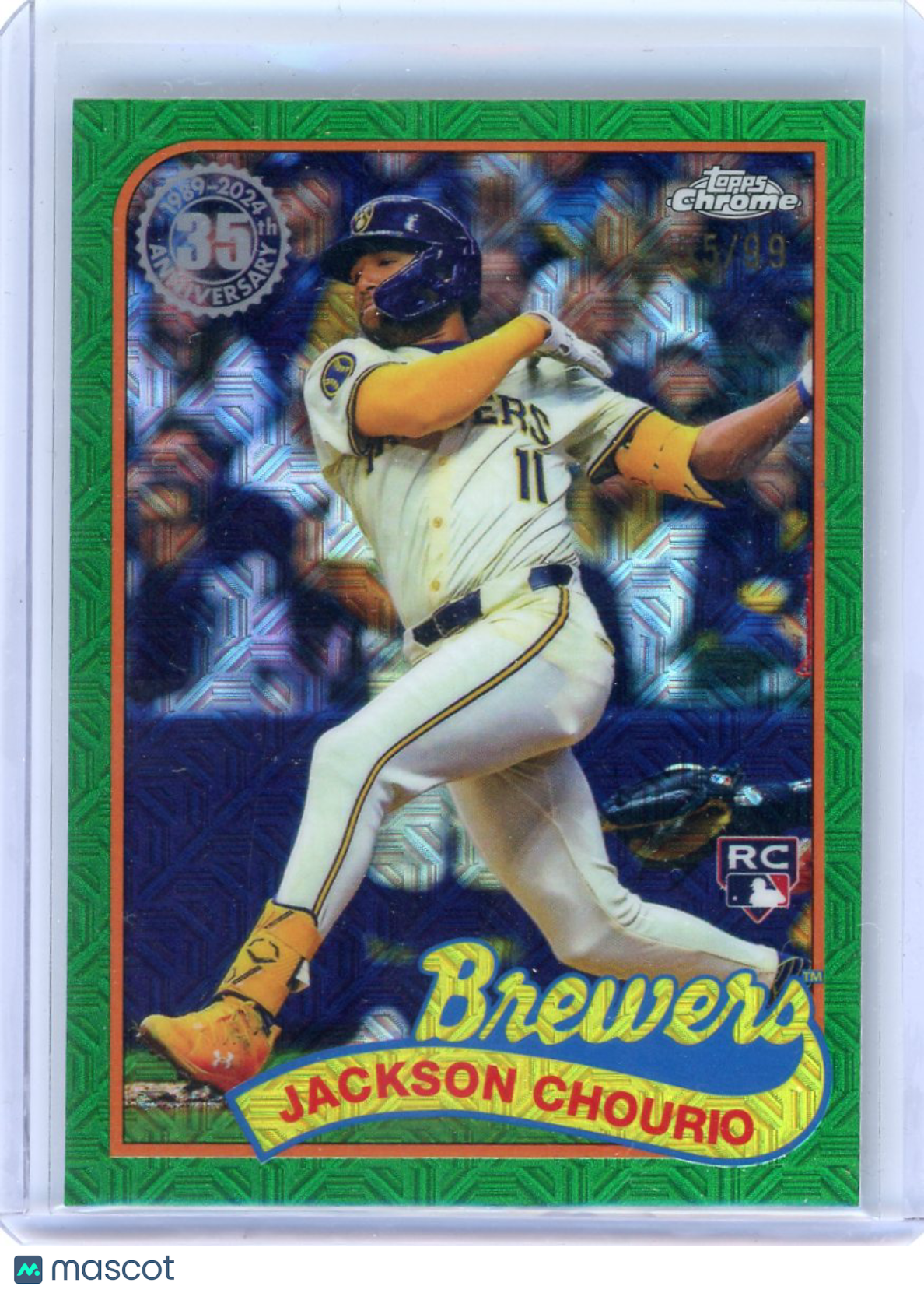Jackson Chourio - 2024 Topps Chrome Green Mojo 5/99 Rookie 1989 Silver T89CU-29