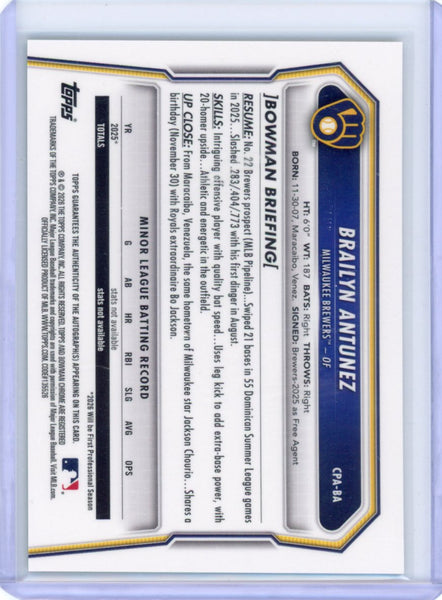 Brailyn Antunez - 2026 Bowman Chrome Green Lava Auto /99