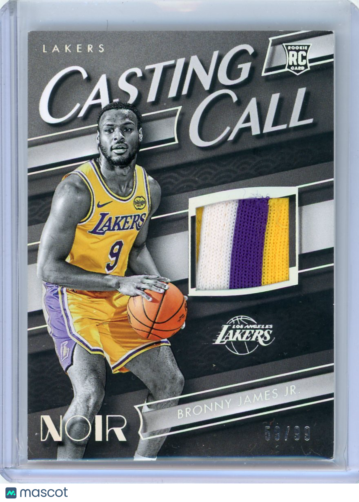 Bronny James Jr. - 2024-25 Panini Noir 2025 RC Patch Casting Call 59/99