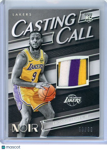 Bronny James Jr. - 2024-25 Panini Noir 2025 RC Patch Casting Call 59/99