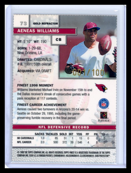 Aeneas Williams - 1999 Topps Finest Gold Refractor 001/100