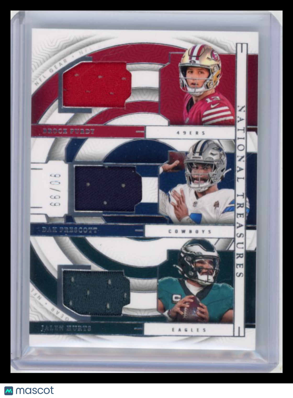 Jalen Hurts Brock Purdy Dak Prescott - 2024 National Treasures  Jersey /99