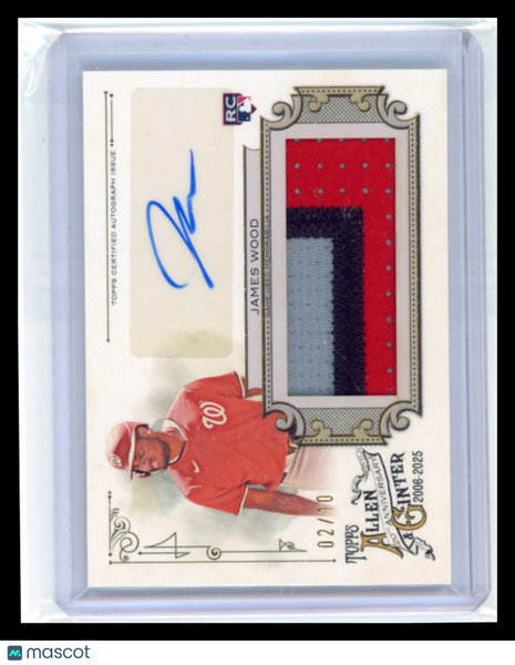 James Wood - 2025 Topps Allen & Ginter PAtch Auto Rookie 02/10
