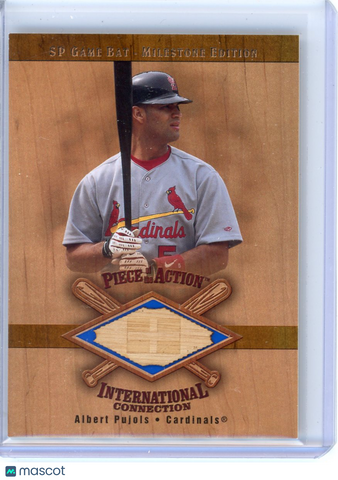 Albert Pujols - 2002 Upper Deck SP Game Bat Milestone Piece Action Game-Used Bat