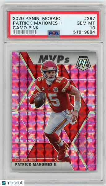 Patrick Mahomes II - 2020 Panini Mosaic MVPs #297 Camo Pink PSA 10