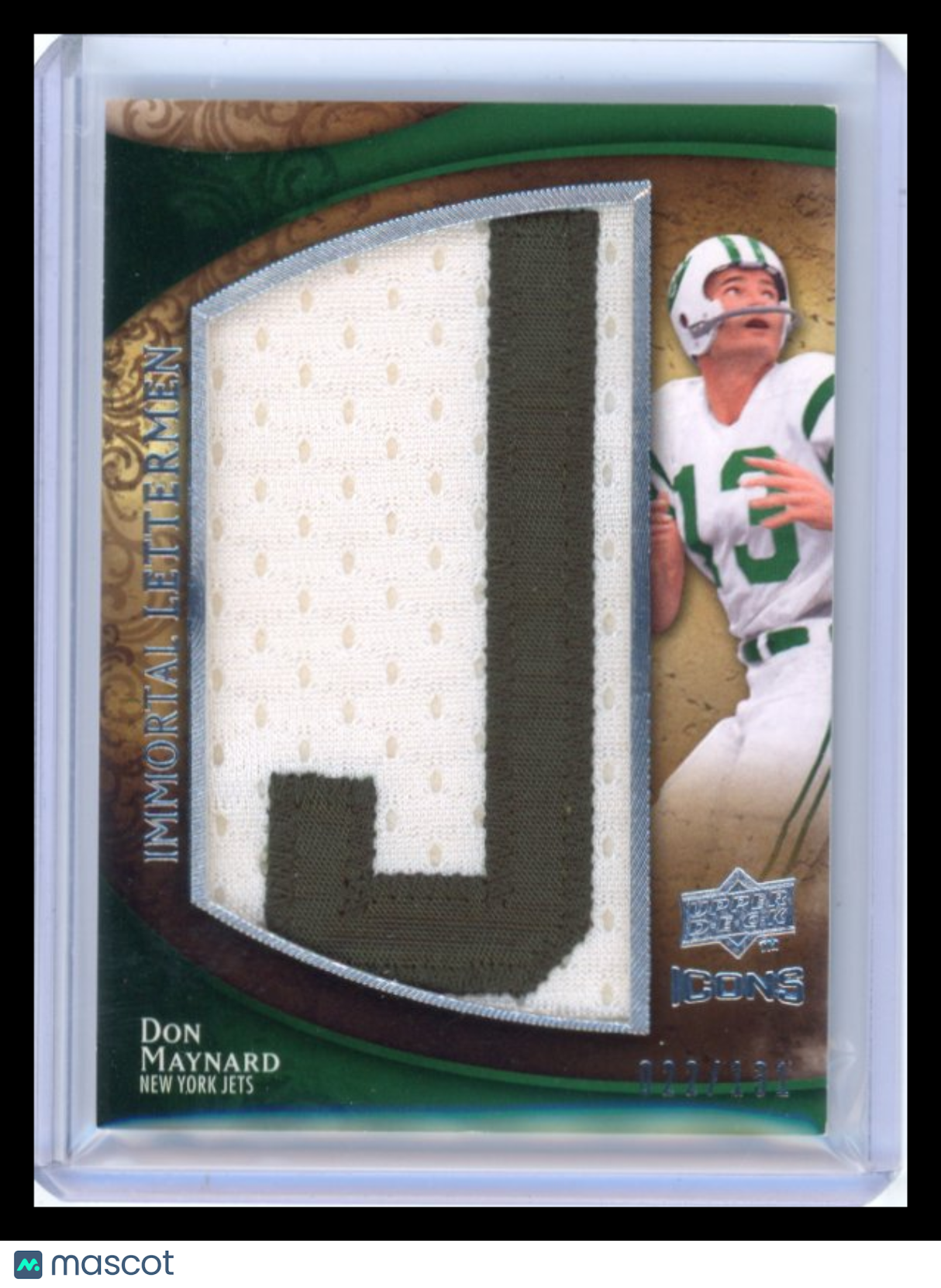 Don Maynard - 2009 Upper Deck Icons Immortal Lettermen Manufactured Patch Letter