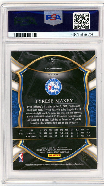 Tyrese Maxey - 2020 Panini Select Red White Orange Flash PSA 10