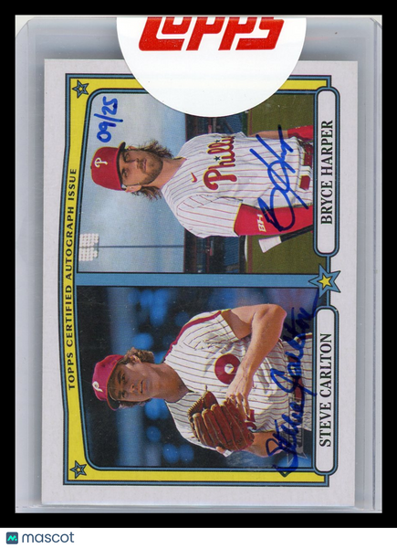 Bryce Harper Steve Carlton - 2021 Topps Heritage High Number Dual Autograph 9/25