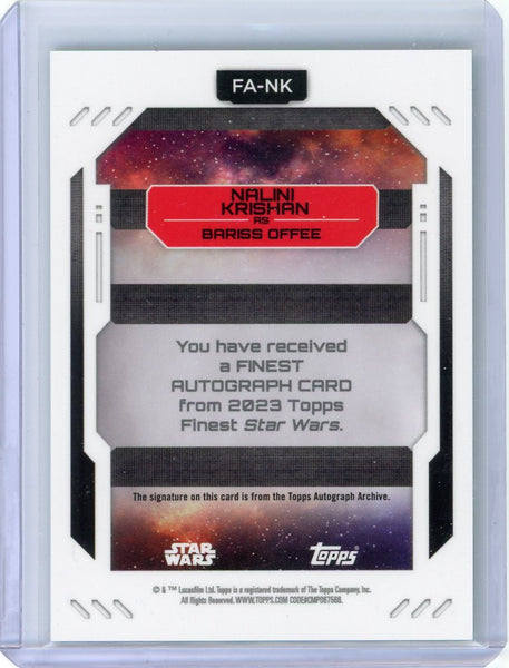 Nalani Krishan Barriss Offee 2023 Topps Finest Star Wars Green Auto 34/99 #FA-NK