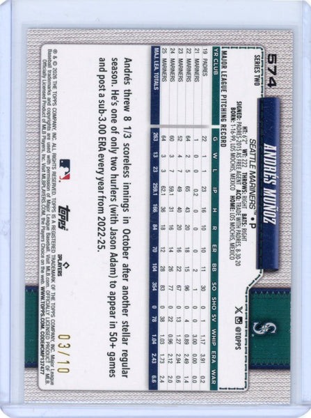 Andres Munoz - 2026 Topps Black Foil /10