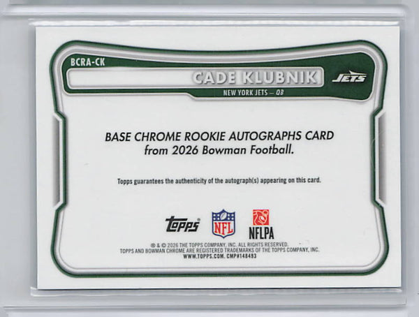 Cade Klubnik - 2026 Bowman Chrome Blue Refractor Auto /150