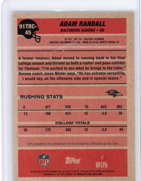 Adam Randall - 2026 Topps Silver Pack Rookie Auto Chrome