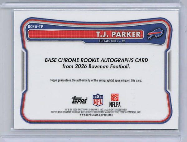 TJ Parker - 2026 Bowman Chrome Blue Refractor Rookie Auto /150