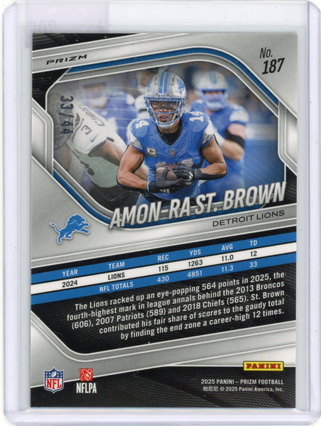 Amon-Ra St. Brown - 2025 Panini Prizm Red Yellow 33/44 #187
