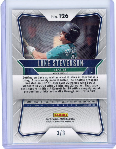 Luke Stevenson - 2026 Prizm Baseball Prospect Knight Prizm 3/3