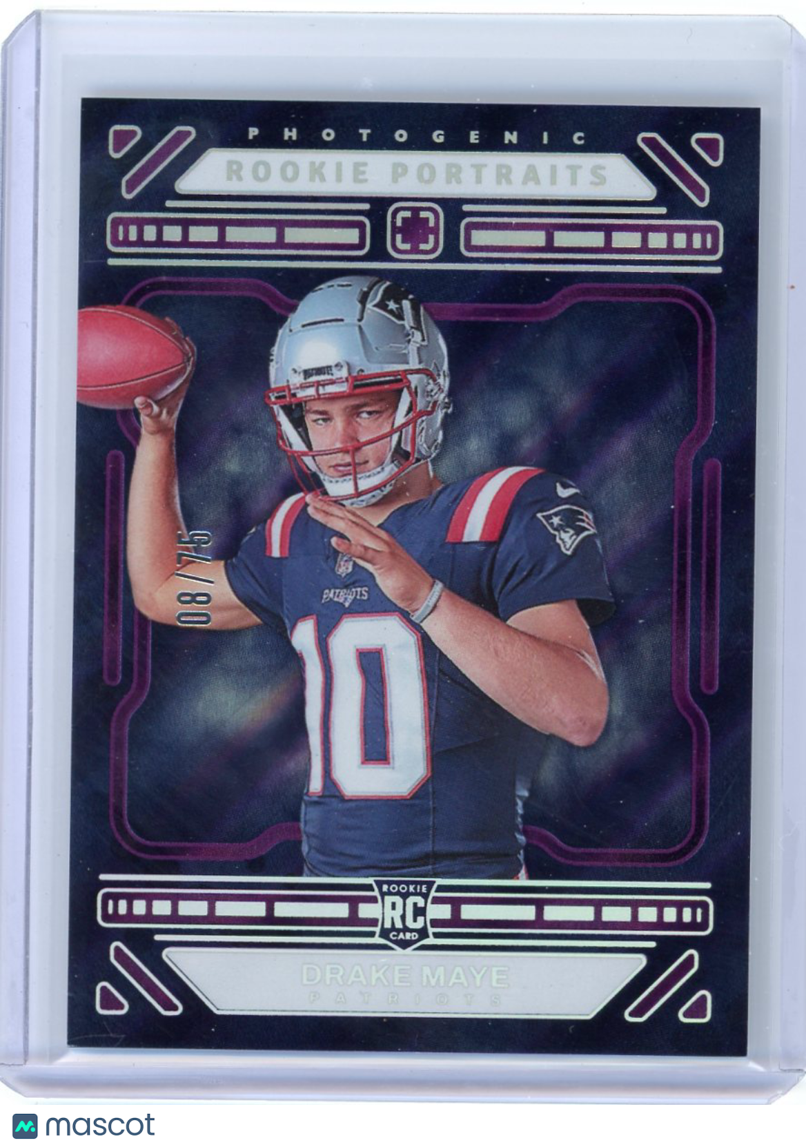Drake Maye - 2024 Panini Photogenic Rookie Portraits 08/75 Rookie Purple