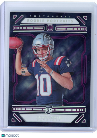 Drake Maye - 2024 Panini Photogenic Rookie Portraits 08/75 Rookie Purple