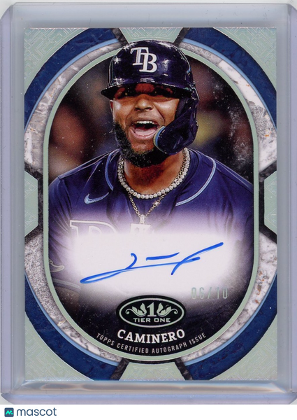 Junior Caminero - 2025 Topps Tier One Shots 06/10 Holo Silver Auto TOS-JC Rays