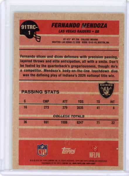 FERNANDO MENDOZA - 2026 TOPPS SILVER PACK CHROME ROOKIE