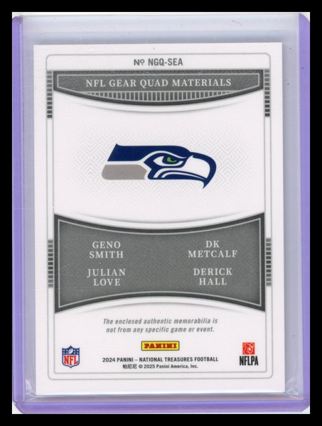Geno Smith DK Metcalf Hall  Love - 2024 National Treasures Football Jersey /99
