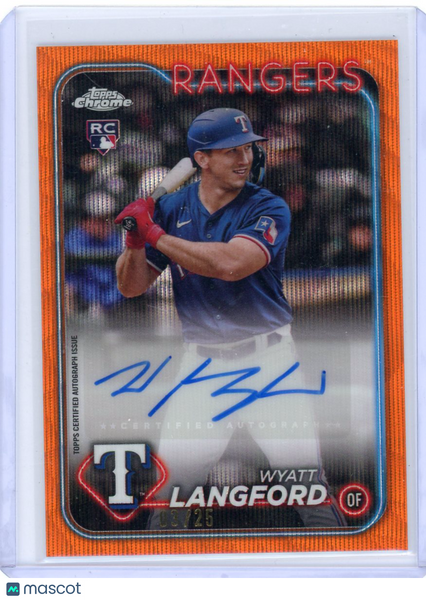 Wyatt Langford - 2024 Topps Chrome Orange Wave Refractor Auto Rookie /25