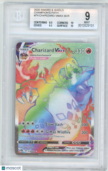 CHARIZARD VMAX - 2020 SWSH Champion's Path Secret Rare #74 BGS 9