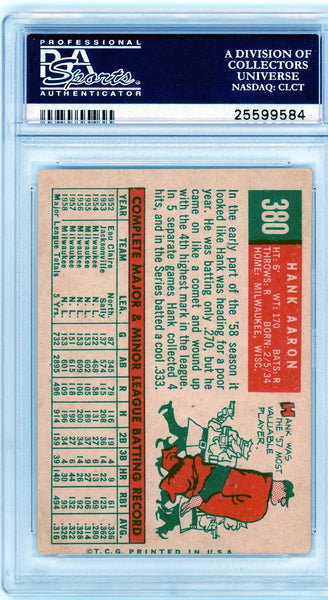 Hank Aaron - 1959 Topps Baseball PSA 4 MC #380