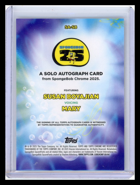 2025 Topps Chrome SpongeBob SquarePants Auto Susan Boyajian