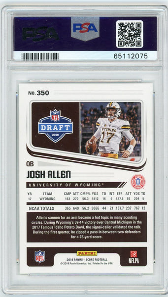 Josh Allen - 2018 Panini Score Rookie #350 PSA 10