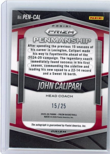 John Calipari 2025-26 Prizm Mojo Auto /25