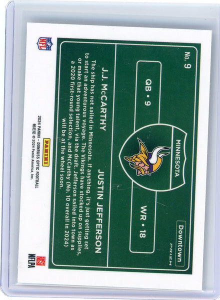 JJ MCCARTHY JUSTIN JEFFERSON - 2024 Donruss Optic Dual Downtown Rookie CASE HIT