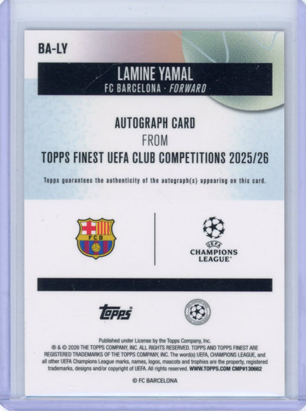 Lamine Yamal 2025-26 Finest Soccer Orange Refractor Auto /25