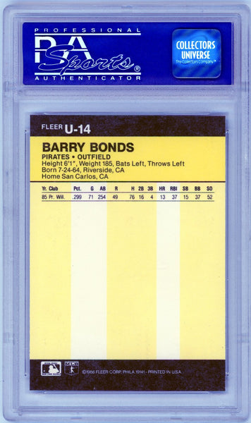 Barry Bonds - 1986 Fleer Update PSA 9