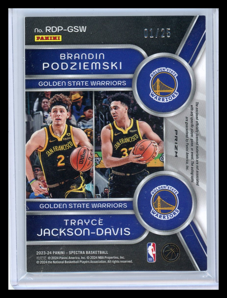 Trayce Jackson-Davis Brandin Podziemski - 2023-24 Spectra Prizm 01/25 Patch RC