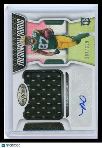 Romeo Doubs - 2022 Panini Certified Freshman Fabric Autograph Patch RC 204/399