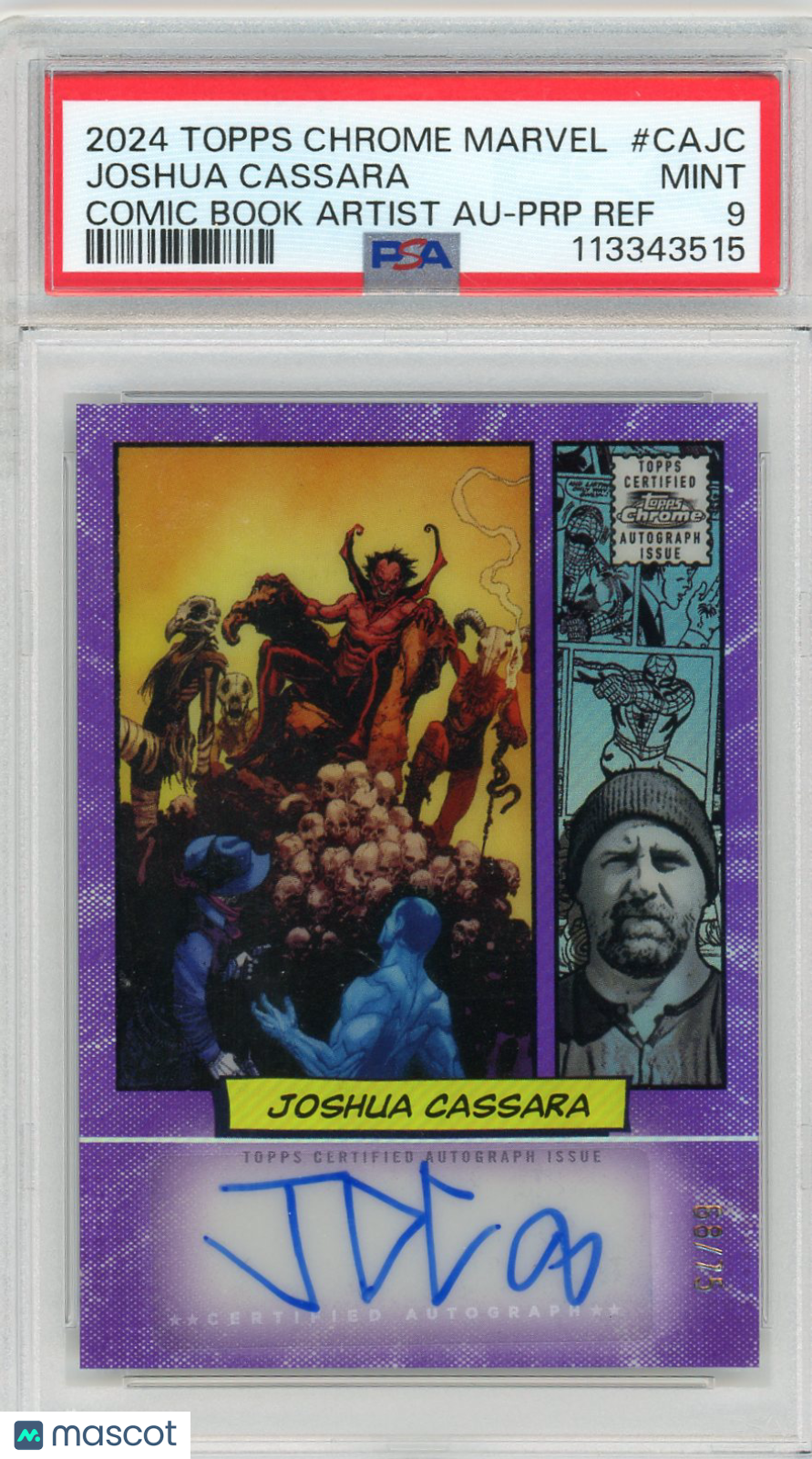 2024 Topps Chrome Marvel Comic Book Artist Auto Joshua Cassara #CAJC PSA 9