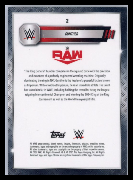 Gunther - 2025 Topps Chrome WWE 17/50 Gold Geometric