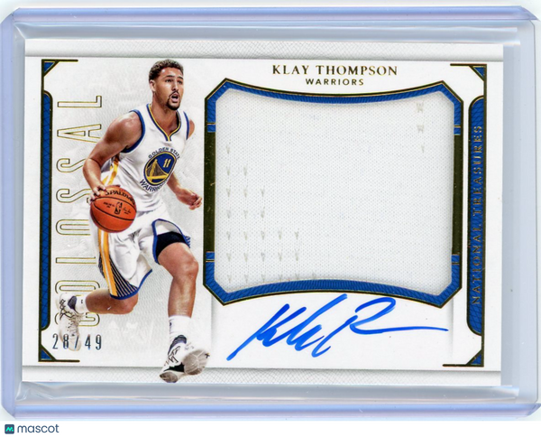 Klay Thompson -2015-16 Panini National Treasures Colossal Autograph Jersey 28/49
